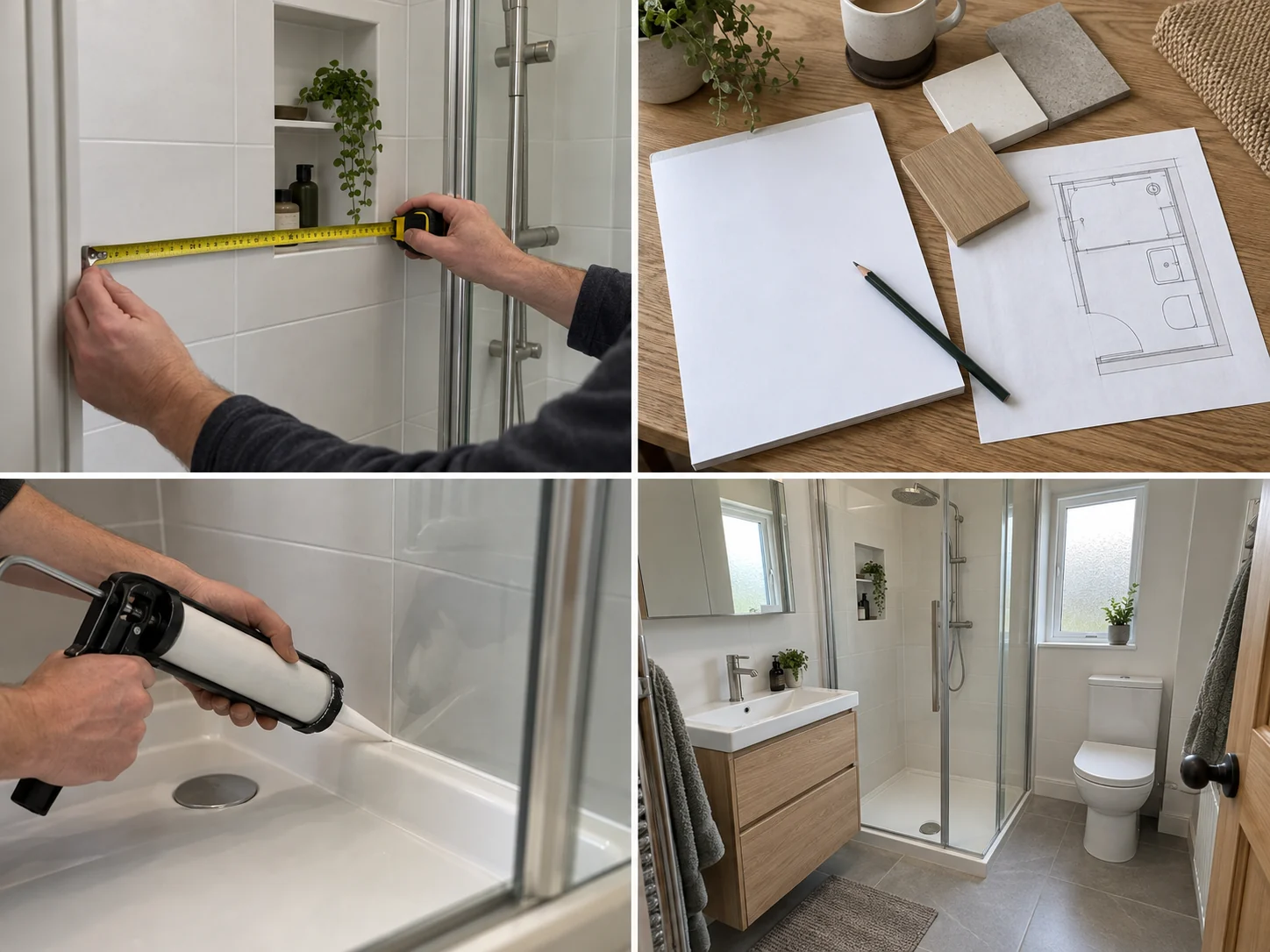 Compact modern shower room with vanity storage